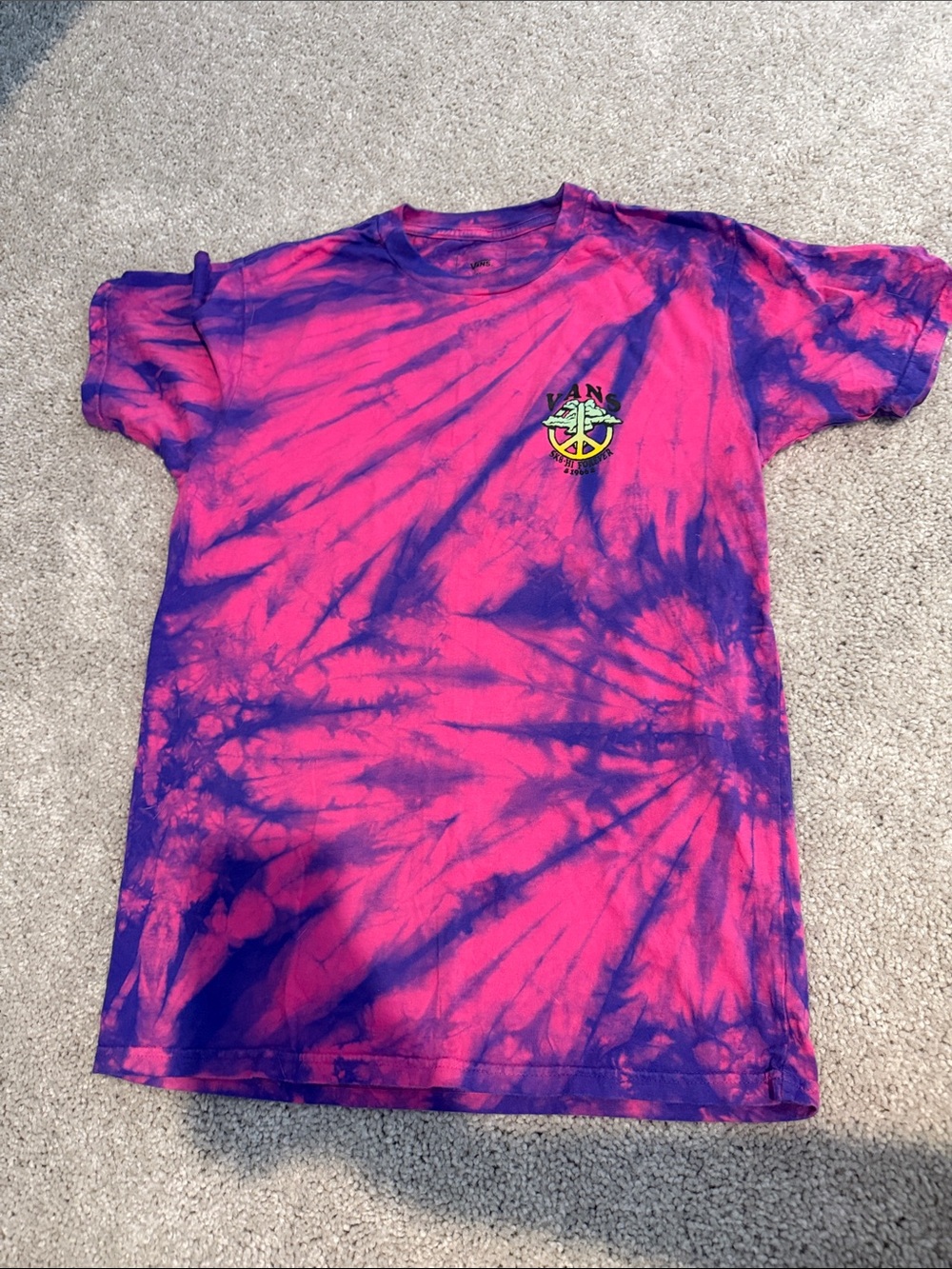 Vans Premium Pink & Purple Tie-Dye Short Sleeve Tee with Peace Logo